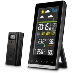 Wetterstation HAMA "Wetterstation Funk mit Außensensor (digital, Vorhersage)", schwarz, Wetterstationen, (innen und außen)