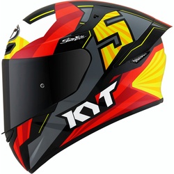 KYT TT Course Flux Helm, rood-geel, M
