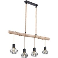 GLOBO LED Hängeleuchte, Balken natur, Hanfseil, L 100 cm