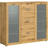 INOSIGN Highboard »Onex, Breite 135 cm, mit Glastür, vielseitig einsetzbar«, in verschiedenen Farben, Kommode, Schrank, Anrichte braun