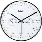 MEBUS Funk-Wanduhr mit Thermometer/ Hygrometer, schwarz - Weiß