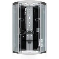AcquaVapore D58-03T0 Komplettdusche mit Schiebetür 80 x 80 cm Schwarz Sicherheitsglas D58-03T0