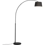 QAZQA - Moderne Bogenlampe schwarz mit schwarzem Stoffschirm - Arc Basic