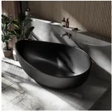 Bernstein Freistehende Badewanne Bernstein wave stone Mineralguss Schwarz matt 180x110cm