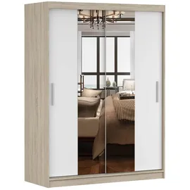 fabryka mebli idźczak Schwebetürenschrank 150 x 200 x 61 cm Weiß/Bronze