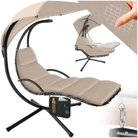 Tectake tectake® Hängeliege, Elaria mit Sonnendach und Seitentasche