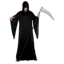 Underwraps Kostüm Schwarzer Schnitter Kostüm, Kapuzenrobe für Geister, Gespenster und dem Tod höchstpersönlich schwarz M-L