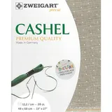 Zweigart Zählstoff CASHEL Precut 28 ct. 3281 Farbe 1399 mini dots braun weiß, Handarbeitsstoff aus 100% Leinen für Stickerei 48x68 cm