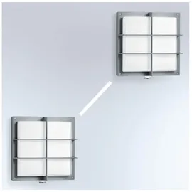 Steinel Außenleuchte L 691 S Anthrazit, 8.5 W Wandlampe, 360° Bewegungsmelder, schlagfest, warmweiß, inkl. Schutzgitter