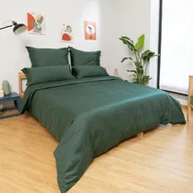Wolkenfeld Edel Mako-Satin Uni Grün 135 x 200 cm + 2 x 80 x 80 cm