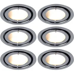 6er Set Spot Strahler Chrom Küchen Möbel Einbau Leuchten rund Alu Lampen Wohn Zimmer Beleuchtung