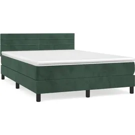 vidaXL Boxspringbett 140 x 200 cm Dunkelgrün