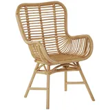 Beliani Rattanstuhl, Beige, Naturmaterialien, 1-Sitzer, 61x96x52 cm, Esszimmer, Stühle, Esszimmerstühle, Armlehnenstühle