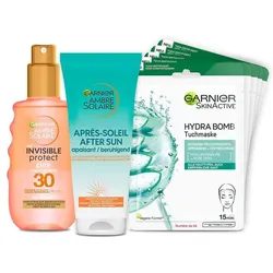 Garnier Sonnenschutz Set für Gesicht und Körper, Mit Sonnenschutzspray LSF 30, After Sun