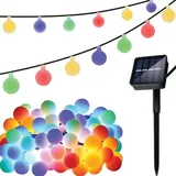gardlov LED-Lichterkette Solargirlande 7m 50-flammig IP44 bunt/weiß