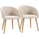 Homcom Esszimmerstuhl Leinen-Optik beige 2er Set