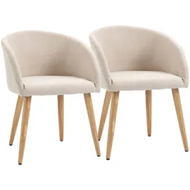 Homcom Esszimmerstuhl Leinen-Optik beige 2er Set