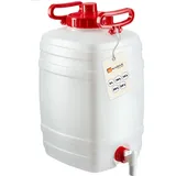 KADAX Wasserkanister, Getränkefass aus Kunststoff, Trinkwasserkanister, Wassertank mit Hahn, Wasserbehälter, Getränkekanister mit Gummidichtung (25L Weiß)