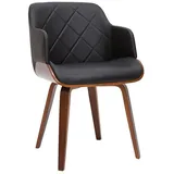 miliboo Design-Stuhl Kunstleder schwarz Walnuss