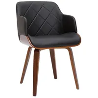 miliboo Design-Stuhl Kunstleder schwarz Walnuss