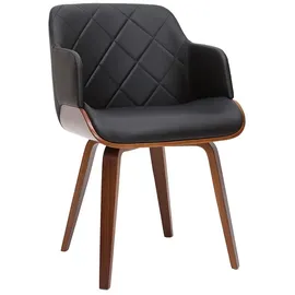 miliboo Design-Stuhl Kunstleder schwarz Walnuss