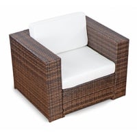 XINRO® (1er Premium Lounge Sessel - Lounge Sofa Gartenmöbel günstig Loungesofa Polyrattan XXL Rattan Sessel - In/Outdoor - handgeflochten - mit Kissen - braun