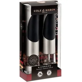 Cole&Mason - Elektrisches Salz- und Pfeffermühlenset RICHMOND 2 Stück 6xAAA - Chrom glänzend