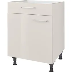 Kochfeldumbauschrank NOBILIA ""Flash", mit Schukasten und Tür, Ausrichtung wählbar", grau (front: lacklaminat seidengrau hochglanz, korpus: seidengrau), B:60cm H:87cm T:58,3cm, Schränke, vormontiert, Breite 60 cm