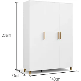 Rauch Drehtürenschrank Shinjo 140 x 203 x 53 cm Weiß