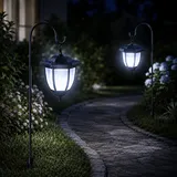 Lumiled 2er Set Solarleuchte Laterne Garten Solarlampe mit Erdspieß LED 78cm Schwarz Gartenstecker Außen Deko Laterne mit Dämmerungssensor IP44 Kaltweiß 6500K Solar Gartenlaterne für Terrasse Weg