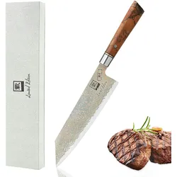 Zayiko Limited Edition Kupfer Damast Chefmesser 21 cm Klinge mit Ahornholzgriff