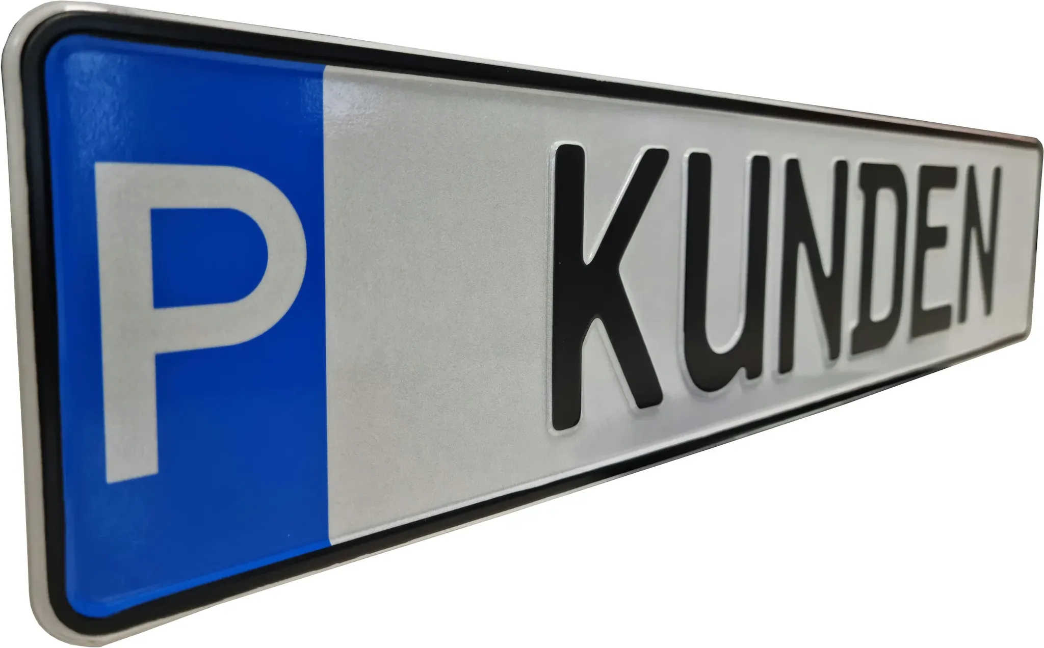 Schild zur Parkplatzkennzeichnung "P-KUNDEN"- KFZ Normgröße, geprägt.