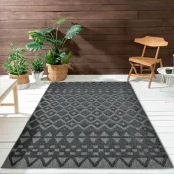Teppich »Juliane Outdoor auch für Küche oder Esszimmer«, rechteckig, 12 mm Höhe, Hoch-Tief-Struktur, Boho, Outdoor geeignet, Balkon, Terrasse, Camping, 26091458-2 grau 12 mm