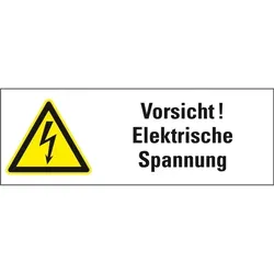 Aufkleber I Warn-Kombischild Vorsicht! Elektrische Spannung, Folie, selbstklebend, 210x74mm