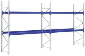 Bito Paletten-Komplettregal-Set P1 mit 2 Ebenen H3500xT1100xL25500 mm 600 kg, unmontiert enzianblau