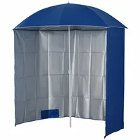 Outsunny Sonnenschirm Strandschirm Sonnenschutz mit Seitenwand Strand Polyester Blau
