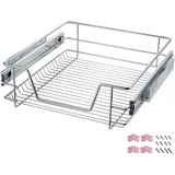 Tectake Teleskopschublade, verchromt, verstellbare Breite, einfache Montage