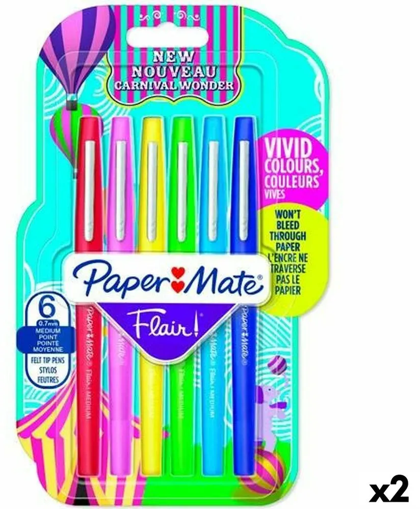 Marker-Set Paper Mate Flair Bunt 6 Stücke (2 Stück)