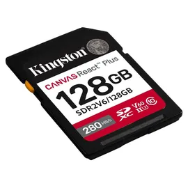 Kingston Canvas React Plus V60 SDXC UHS-II 280R/100W U3 for Full HD/4K, 128 GB, SDXC, Klasse 10, UHS-II, 280 MB/s, 100 MB/s