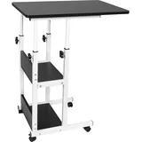 Beistelltisch Mit Rollen, Höhenverstellbarer Pflegetisch, Computertisch, Laptoptisch, PC Tisch für Büro, Betttisch Pflegebett, Schreibtisch (Schwarz, 60x40x76-86.5cm)