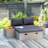 Outsunny Polyrattan Sonnenliege für 2 Personen Doppelliege mit Fußhocker