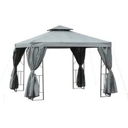 Outsunny Gartenpavillon Metall, Polyesterbezug