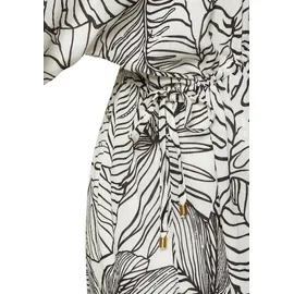 s.Oliver Longtunika "aus gekreppter Viskose mit verstellbarer Taille", Damen, Gr. 40, schwarz (creme, schwarz), Crêpe, Obermaterial: 100% Viskose, bedruckt, figurumspielend ca.