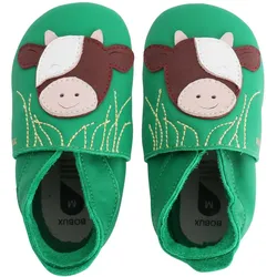 Soft Sole Calf Baby Krabbelschuhe aus Leder mit Kuhmotiv, Emerald