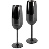ECHTWERK Champagnerglas, (Set, 2 tlg.), Sektglas, Sektkelch, Champagnerkelch, bruchsicher, 250 ml, 90740211-0 Black-Edition 2er-Set