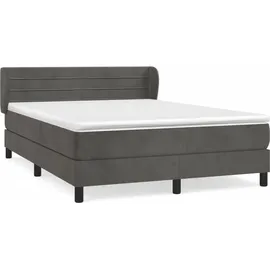 vidaXL Boxspringbett mit Matratze Dunkelgrau 140x200 cm Samt