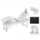 vidaXL Massagetisch mit Aluminiumrahmen, faltbar 4 Zonen Creme-Weiß