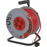 EMOS P092501 Kabeltrommel, SCHUKO, 4 Steckdosen, Länge 50m, 1,5mm2, PVC, rot (1928045003)