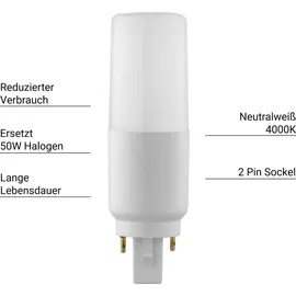 sebson LED Lampe G24 neutralweiß 7W / 50W Glühlampe, 660 Lumen, G24d Unsiversal-Sockel (G24d-1, G24d-2, G24d-3), LED Leuchtmittel 230V 660lm 4000K SEBSON