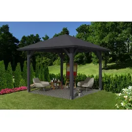 SKANHOLZ Skan Holz Holz-Pavillon Cannes 1 Schiefergrau lasiert 294 cm x 294 cm